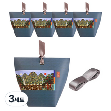 indi.k 傳統民畫底部禮物盒 中 5入+緞帶85cm, 深藍色, 3套