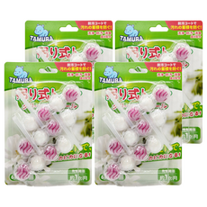 TAMURA日本馬桶清潔球小蒼蘭 懸掛式馬桶清潔劑 自動清潔除臭芳香, 180g, 4盒