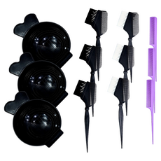 Beauty Home 自助染髮工具組 碗 + 2種梳子 + 尖尾梳套組, 3套, 黑色(染髮碗)