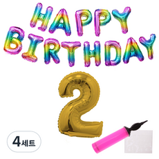 파티공구 레인보우 생일풍선 세트 랜덤발송, 골드2, 4세트