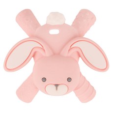 itzy ritzy 趴趴動物矽膠固齒器 甜蜜粉紅兔 食品級矽膠, 固齒器, 1個