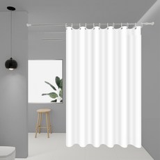 KODACHIEF 浴室裝潢簡易居家裝飾浴簾 + 掛環組, 38 白色, 1套