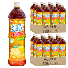 TAISUN 泰山 冰鎮檸檬紅茶, 12瓶裝, 1.25L, 24瓶