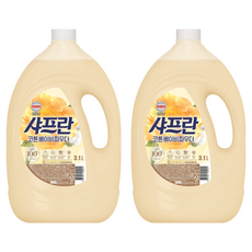 샤프란 섬유유연제 코튼 베이비파우더 본품, 3.1L, 2개