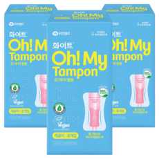 화이트 오마이 탐폰 삽입형 생리대, 레귤러, 8개입, 3개