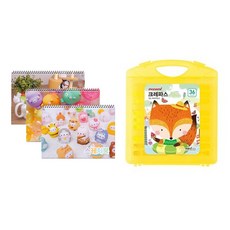 monAmi Molang 厚實美術用素描本 170g x 3入 + Monijou 手提袋蠟筆 36色文具組, 隨機出貨(素描本), 中性(蠟筆), 1套