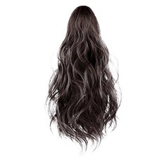 하이유니 히피 펌 숏 포니테일 부분가발 40cm, 브라운블랙, 1개