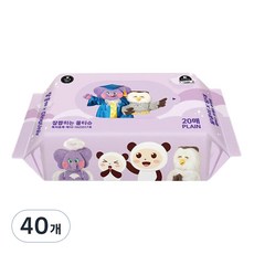 달곰이 딩대 캠퍼스 프렌즈 물티슈 리필형, 60g, 20매, 40개