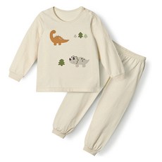 unifriend 兒童森林恐龍有機棉單面九分家居服上下套裝