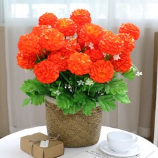 人造大球菊花束 3入, 橘色
