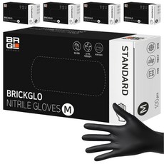 브릭글로 스탠다드 니트릴 장갑 100p, 블랙, 중(M), 5개