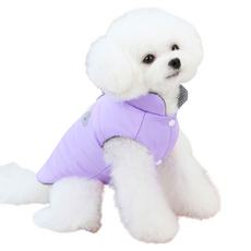 狗狗格紋撞色內刷毛輕量鋪棉背心, 淺紫色