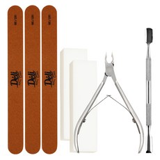 Deli Beauty 美甲護理基礎組, 1套, 死皮鉗 + 推棒 + 木質磨甲棒 3p + 磨砂塊 2p