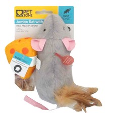 PET ZONE 貓草包 老鼠 + 奶酪組合 Set, 內含貓草, 具有Real Mouse 專利擬真老鼠聲音, 1個