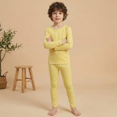 PremierFam 童款素色保暖發熱長袖內搭衣褲套裝