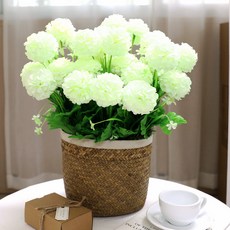 JOART 人造大球菊12朵花束 3入, 奶油色