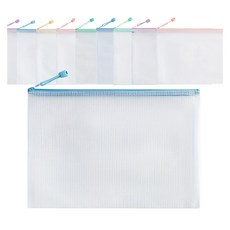 문구담 두꺼운 마카롱 PVC a4 지퍼 투명 방수 파우치, 혼합색상, 10개