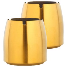 올나인 심플한 스테인레스 재떨이 원뿔형 커버 없음 S, 골드, 2개