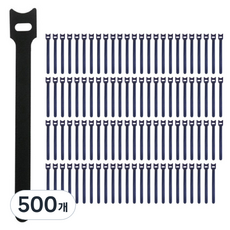 디오셀 깔끔 선정리 찍찍이 케이블타이, 500개, 블랙