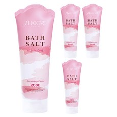SHARCART 多合一沐浴鹽 頭皮去角質 身體磨砂膏 玫瑰香, 200g, 4個