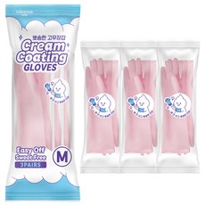 러버랩 뽀송 고무장갑 3입, 파스텔핑크, 중(M), 1세트