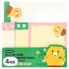 아이콘스 춘식이 올인원 점착 메모지 세트, 혼합색상, 500매, 4세트