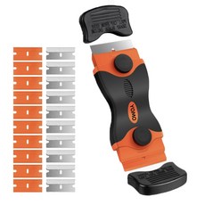 Yomopick 多用途雙刃刮刀 + 補充用鋼製刀片 10p + 塑膠刀片 10p 套組 橘色, 1套