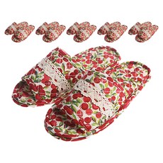 KSmall 雙層墊棉質室內拖鞋 女性用 MF 182, 櫻桃, 6個