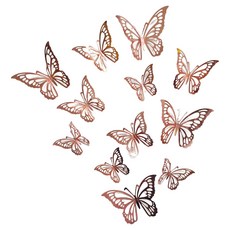 Joyparty 蝴蝶裝飾12件組, 玫瑰金, 1組