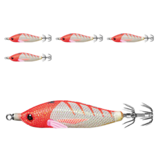 MEGABITE Megatan 布料夜光金蔥 小章魚花枝木蝦 70mm, 01紅頭, 5個, 5.8g