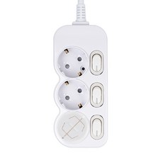 에코파워탭 국내 제조 개별 절전 과부하차단 멀티탭 3구 SMC-303Y + 안전커버, 4m, 화이트, 1개