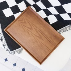 韓國製 Lohya 防滑型 手柄凹槽 木托盤 白蠟木 托盤, 單一顏色, 1個