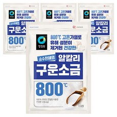 청정원 천일염 구운소금, 1kg, 4개
