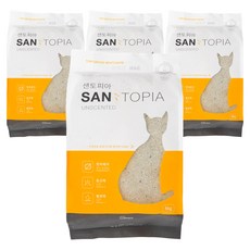 샌토피아 응고형 벤토나이트 먼지없는 고양이 모래 무향, 6kg, 4개