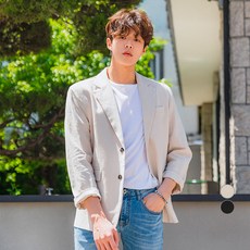 Big Size Club 男性 REB 亞麻單排釦休閒西裝外套