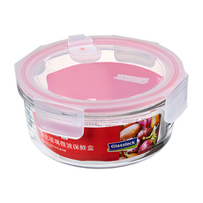 Glasslock 圓型強化玻璃微波保鮮盒, 透明色, 1個