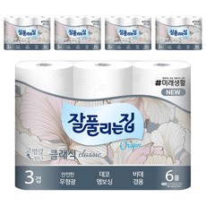 잘풀리는집 뉴 오리진 클래식 화장지, 25m, 6개입, 5개