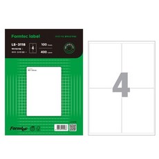 Formtec 雷射/噴墨標籤LS3118_4格, 100張, 選擇此商品, 1
