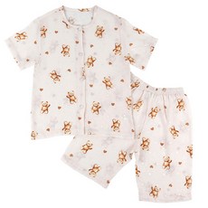 Maykids 童款愛心小熊豊基人絹短袖睡衣褲套裝