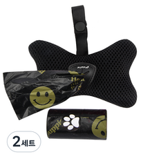 퍼피아 강아지 소프트 매쉬 배변봉투 디스펜서백 + 배변봉투 30p 세트, 블랙(가방), 블랙(봉투), 2세트