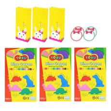 TORU 12色蠟筆 3入+印花夾鏈袋 3入+蝴蝶結圖案備忘錄密封貼紙 2款 2入, 1組, 12色