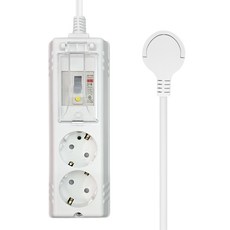 One Stop 零間隙扁平超薄高容量漏電斷路延長線 2孔, 1個, 白色, 1.5m