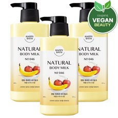 해피바스 정말 촉촉한 바디밀크 애플 바나나향, 400ml, 3개