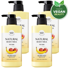 해피바스 정말 촉촉한 바디밀크 애플 바나나향, 400ml, 4개
