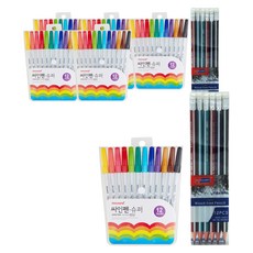 monAmi 條紋超級簽字筆 12入 x 3p + Sky Glory 三角橡皮擦鉛筆 12p 組, 12色, 2套