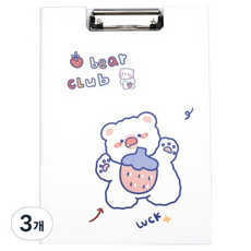 골드팡 귀여운 캐릭터 A4 문구 클립보드, 흰곰, 3개