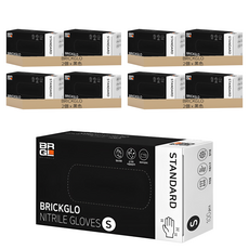 BRICKGLO 標準黑色丁腈手套, 小號 (S), 黑色, 8盒