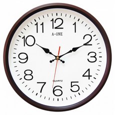 A-ONE 金吉星 超靜音石英內切圓掛鐘 台灣製造, 白色 + 棕色