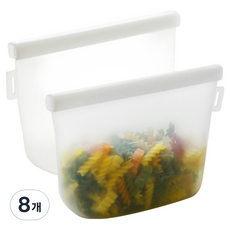lilive 더블락 실리콘 지퍼백 화이트, 1L, 1개입, 8개