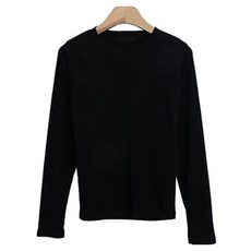 시크블랙 여성용 퍼트리 라운드넥 슬림핏 스판 긴팔 티셔츠 cpt15646k47